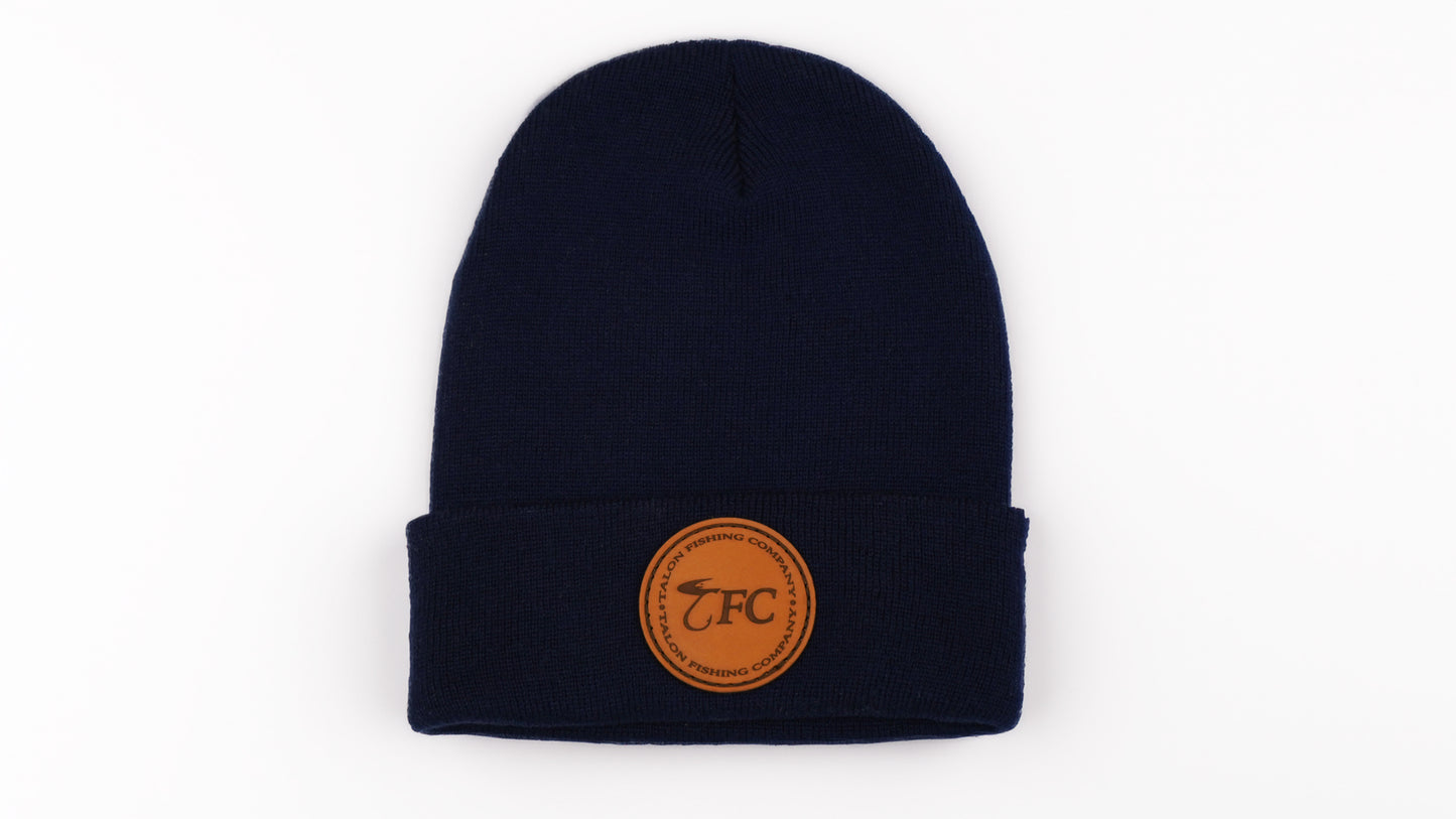 Navy TFC Leather Patch Beanie